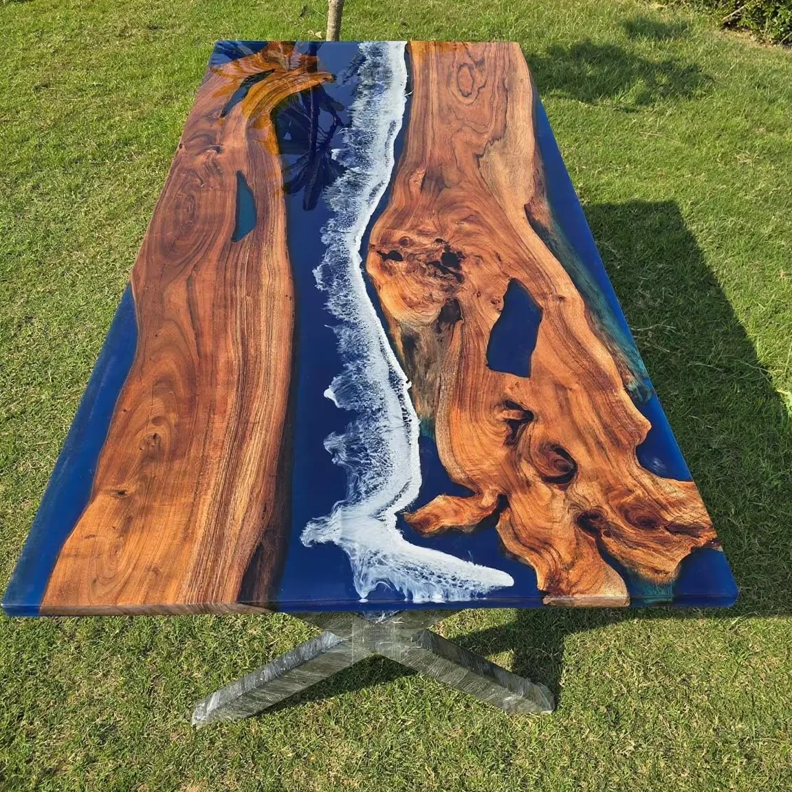 Stunning Customized Luxury Modern Design Handmade Dining Table Epoxy Resin River Table for Living Room Dining Room Hotel