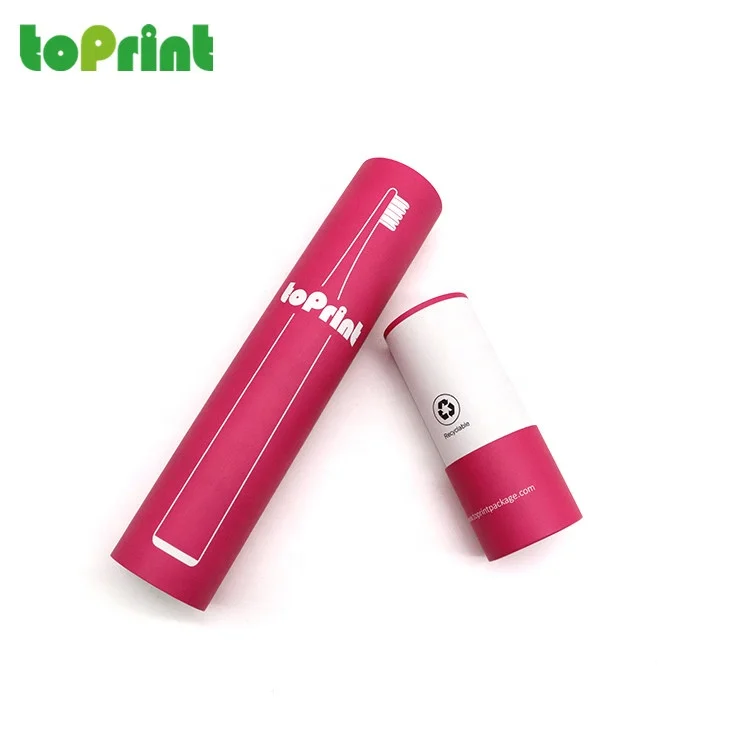 Eco-Friendly Custom Printed Cardboard Cylinder Round Paper Box UV Coating and Embossing for Premium Bamboo Toothbrush Packaging