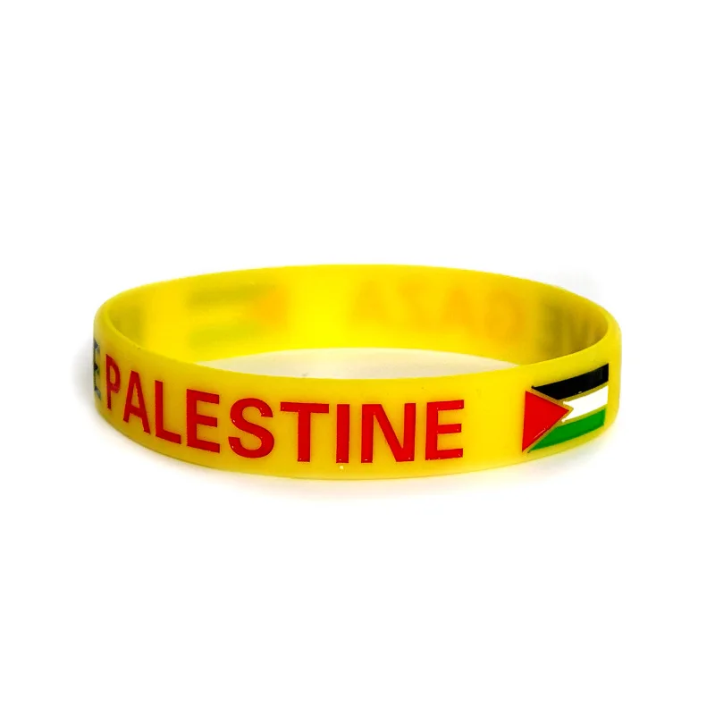 Wholesale Promotional Stock Rubber Silicone Gaza Wristband Palestine Bracelet details