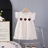 Three love short sleeves tulle skirt Brown