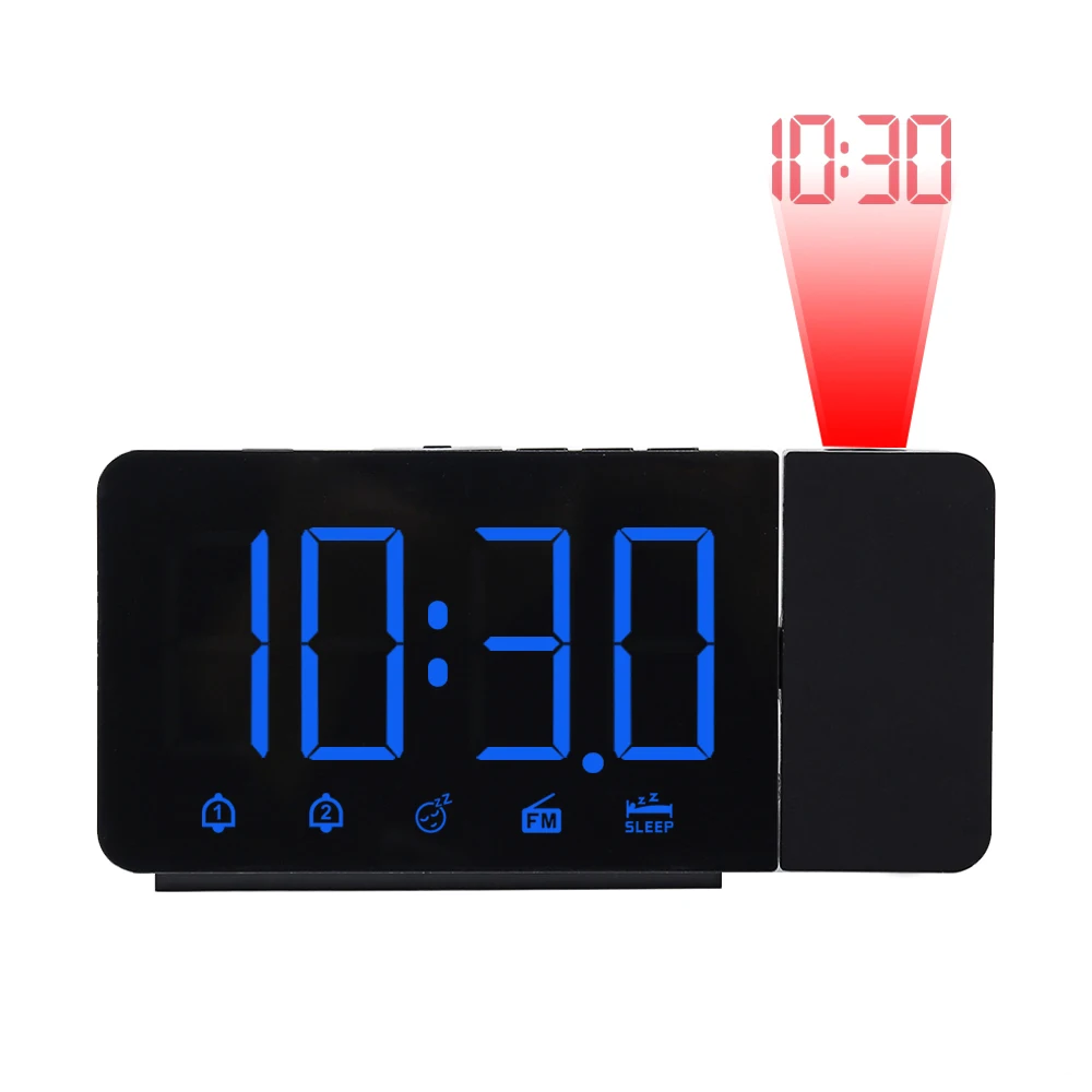 Alarm Clock LED Large Digital Projection Wall Table Snooze FM Radio USB Nightlight Clocks Watch Home Decor Boxing Alarm Cock