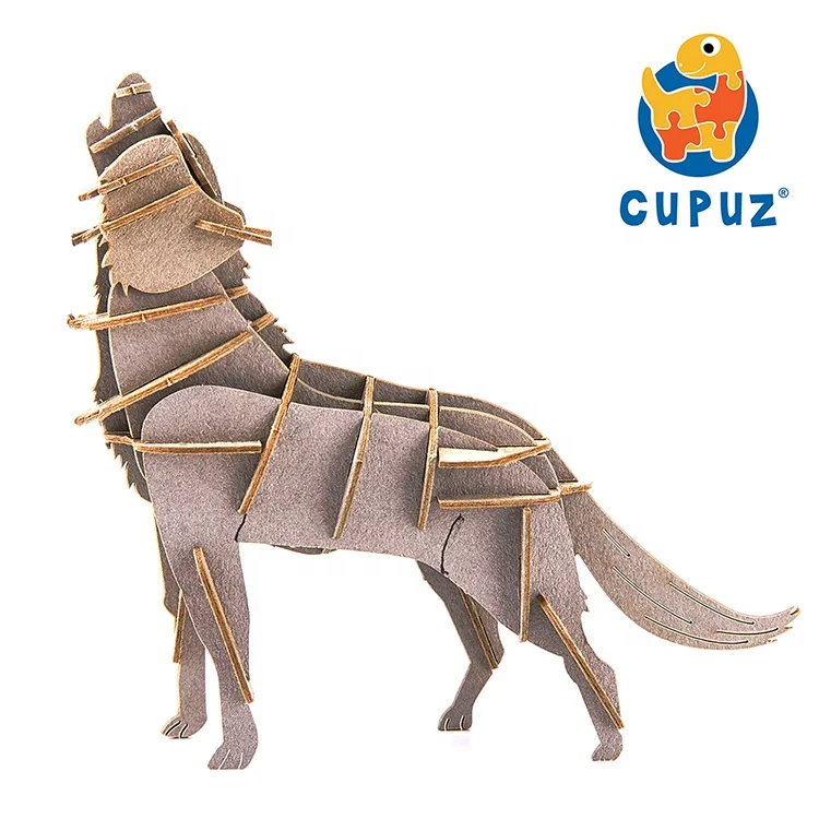 3D Laser Cut Paper Puzzle Wolf Animal Learning Toy