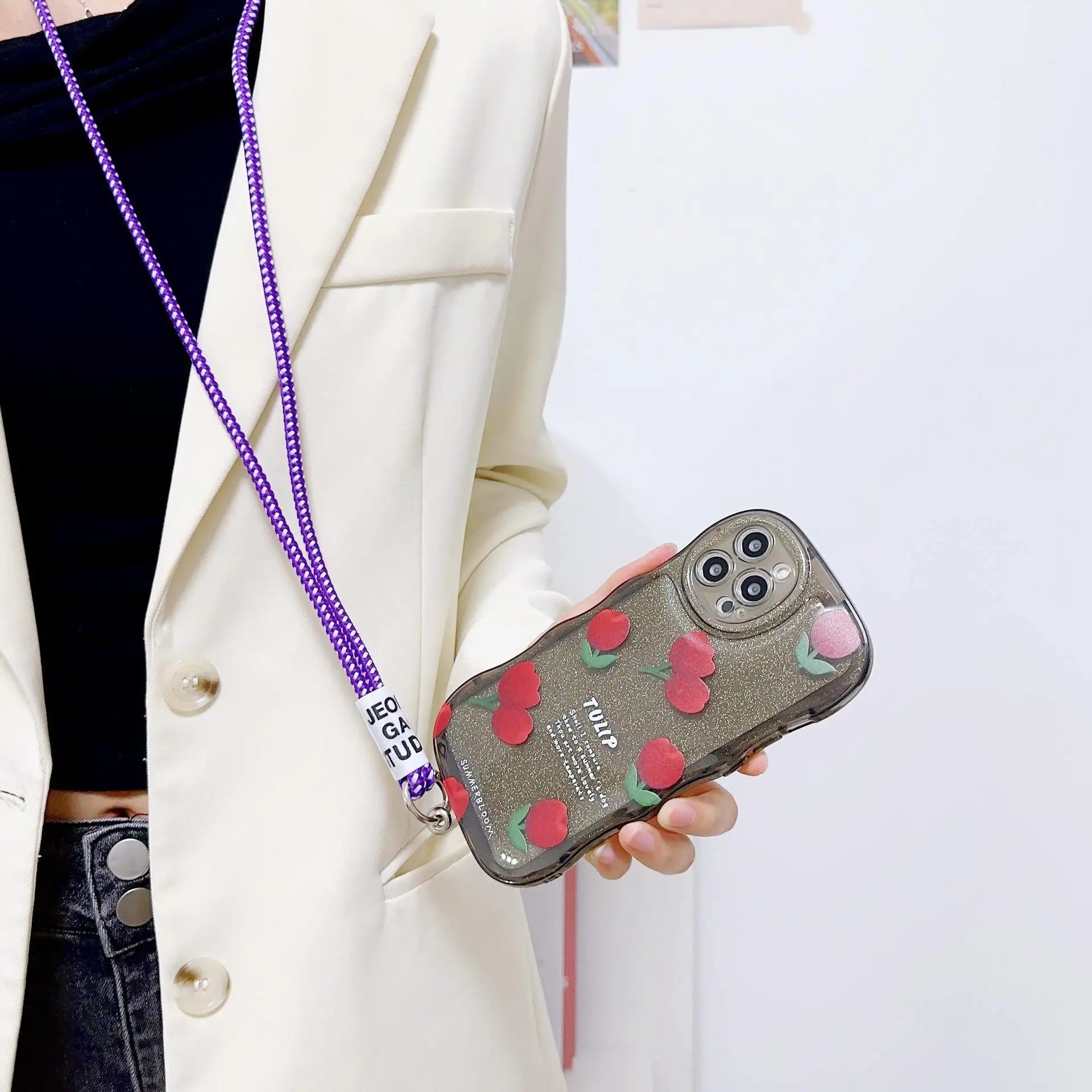 product phone lanyard crossbody with 2 phone tabs adjustable anti theft phone strap for neck lanyard cross body for travel essentials-5