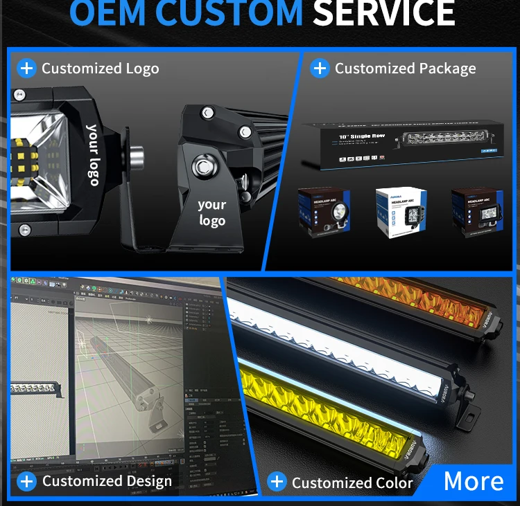 Aurora High Power Car Offroad Dual Row Light Bar 10" 20" 30" 40" 50