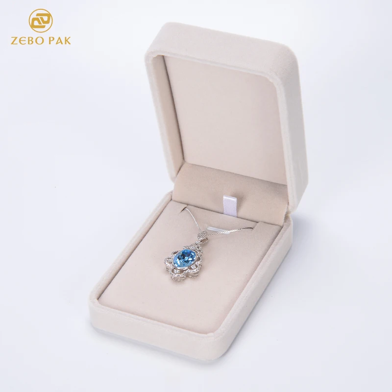 Zebo Custom logo Velvet Jewelry Box Set for Ring Pendant Bracelet Bangle Necklace Jewellery Boxes Packaging