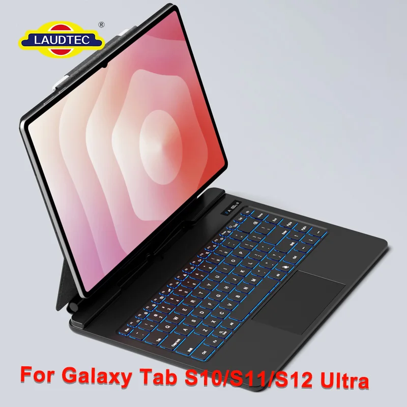 Lightweight Magnetic Keyboard Case for Galaxy Tab S10 Ultra, 0-130° Adjustable Stand, Multi-Gesture Trackpad With Pen Storage