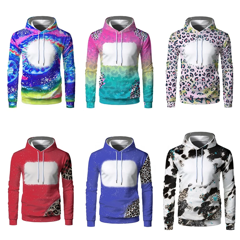 American True Sizes Adult Sublimation Blank Hoodie Tie Dyed Bleached