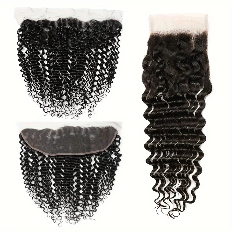 13x4 Dybbølget Transparent Lace Frontal Naturfarvet Remy Hårforlængelser Brasiliansk Ægte Hårlukning_voghion.com