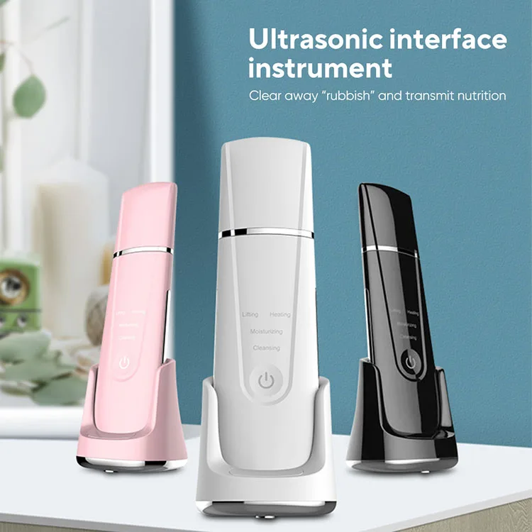 sonic micro vibration blackhead removal wireless charge face cleaning spatula facial ultrasonic skin scrubber machine