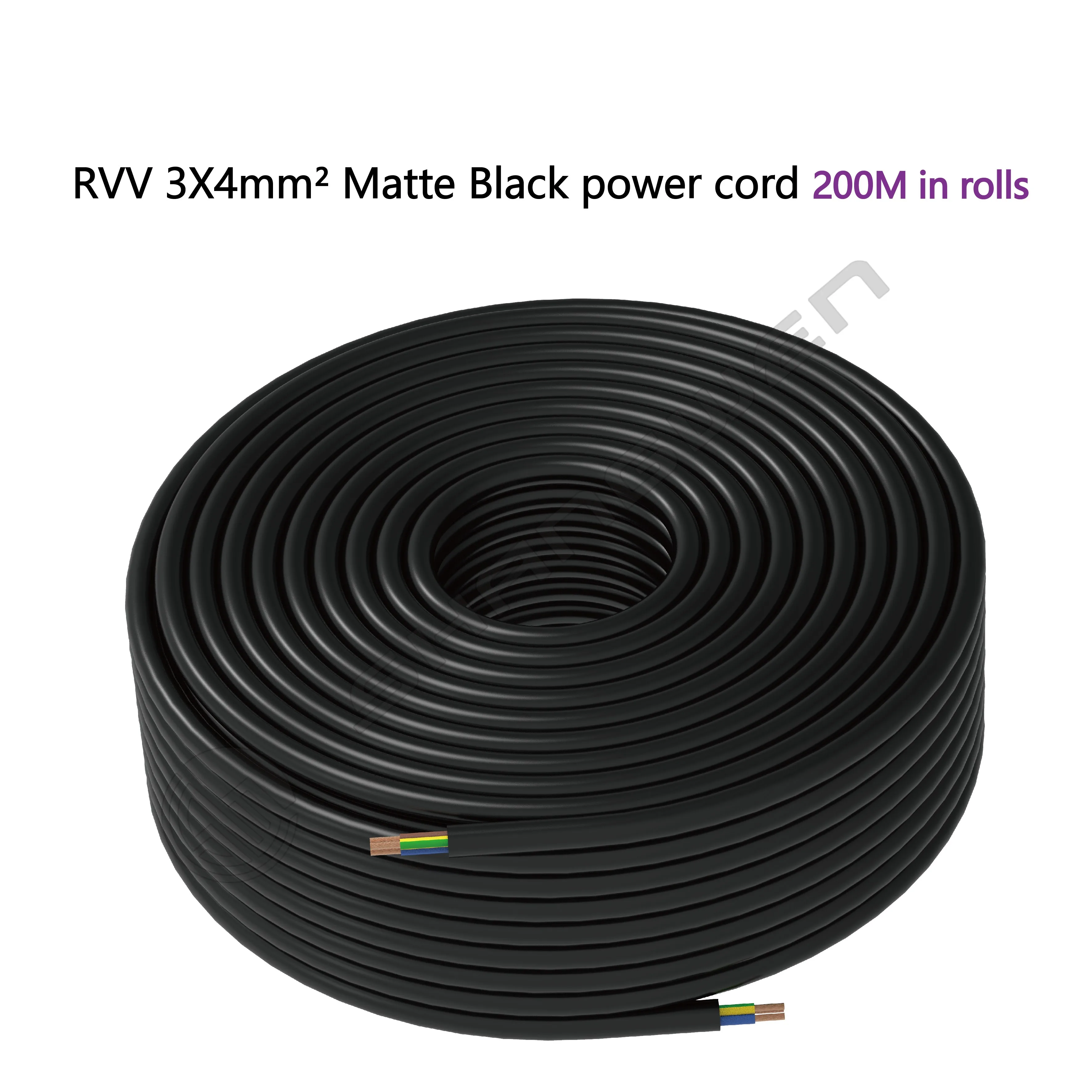 3*4mm² 300/500V Power Cord CE CCC VDE 3 Core PVC Insulation and Bare Copper H05RR-F RVV Power Cord