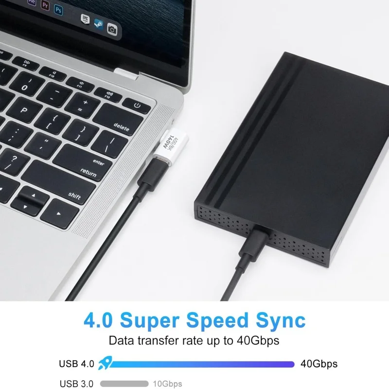 90 Degree USB C Adapter 8K 60Hz 140W USB C Male to Female Connector for Phone iPad Macbook