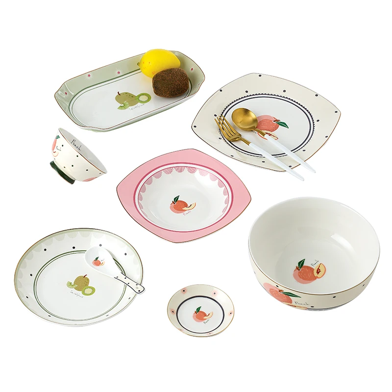 Hot selling cheap popular plate dinner set porcelain ware dinner plate durable Melamine Ceramic Dinner Set