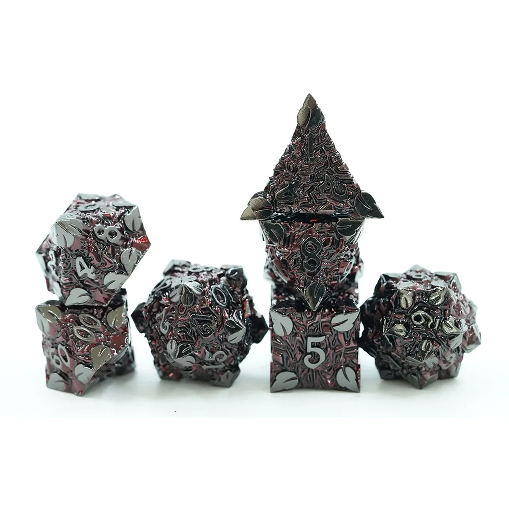 Metal Çokyüzlü Özel Logolu RPG Dungeons and Dragons Zar Seti
