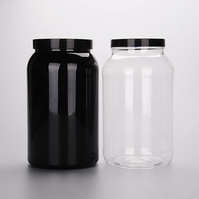 Empty Muscle Gain Fitness Protein Powder Container 1L 3L 5L 7L 10L Large Black Wide Mouth Whey Protein Powder Storage Jar