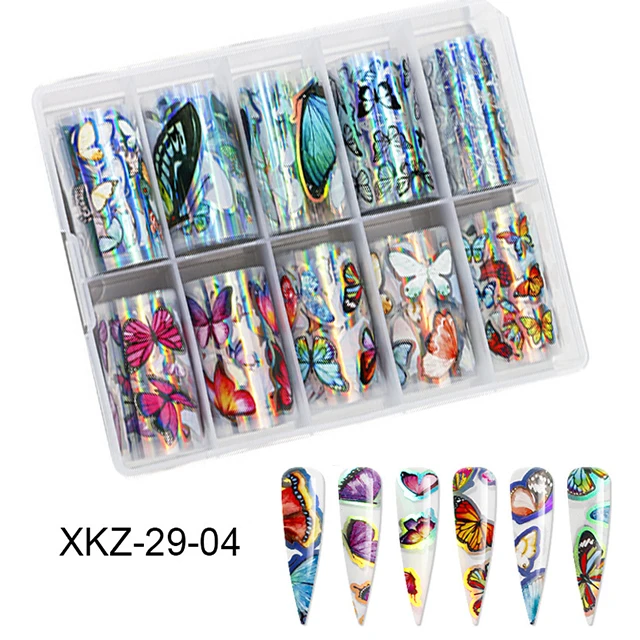 10 цветов смешанные наклейки для ногтей голографическая переводная Фольга ногтевого дизайна лазерная Звездная бумага своими руками