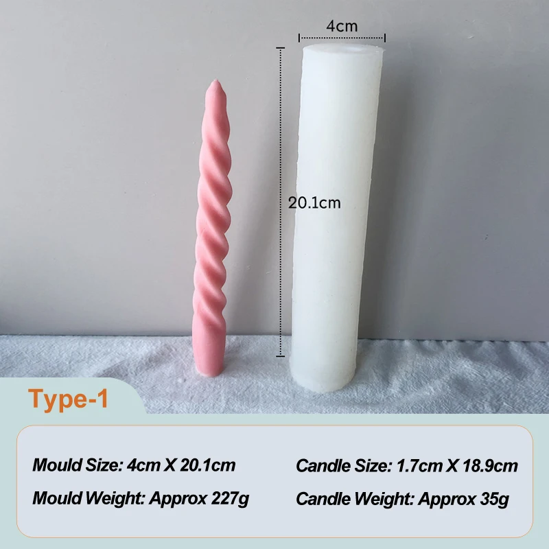 Long Spiral Taper Candle Mold Twisted Silicone Molds For Candle