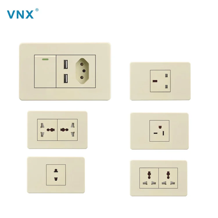 Brazil Standard Multi Function Electrical Switch Socket 2 Usb Wall Switches and Socket for Home