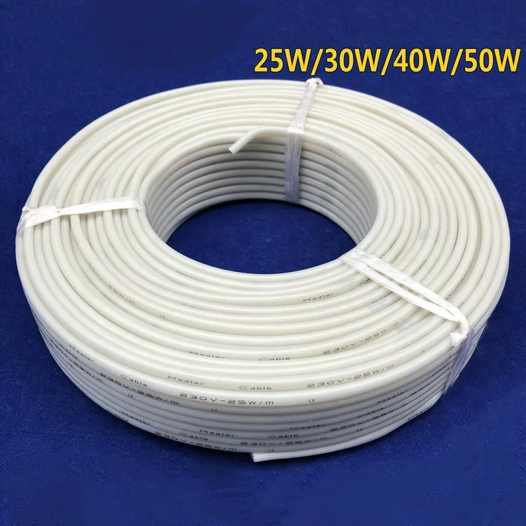 230V 40W/M Silicon Elastomer Insulated Parallel Constant wattage heating white wire cable for freeze door
