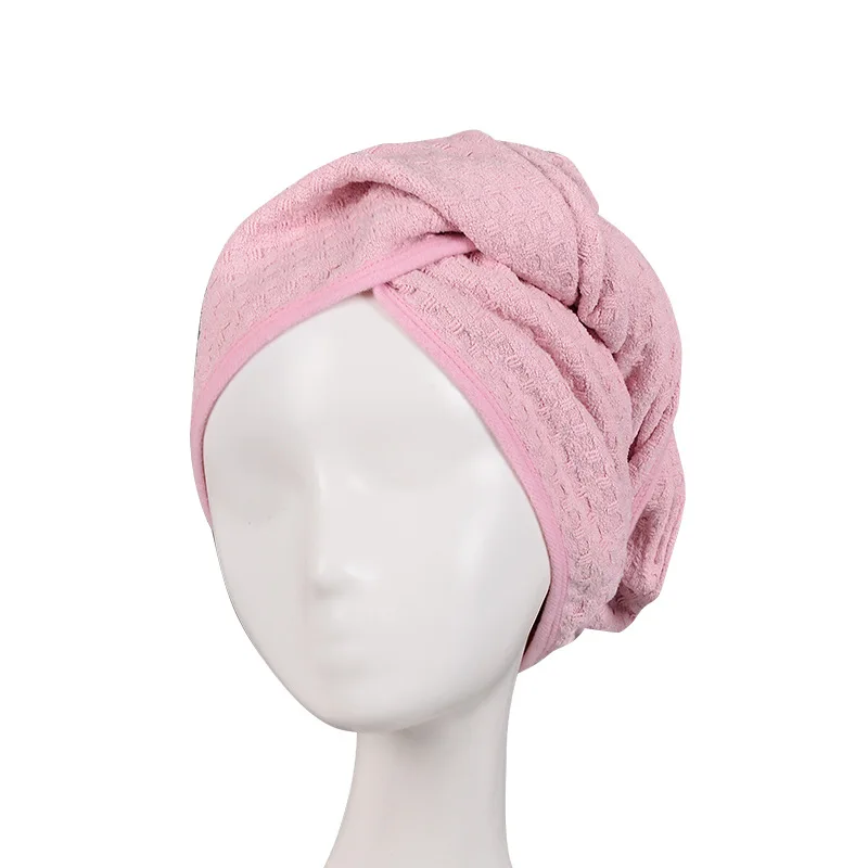 quick-drying custom logo long curl  hair waffle coral fleece head bath towel oem made microfiber hair wrap  towel