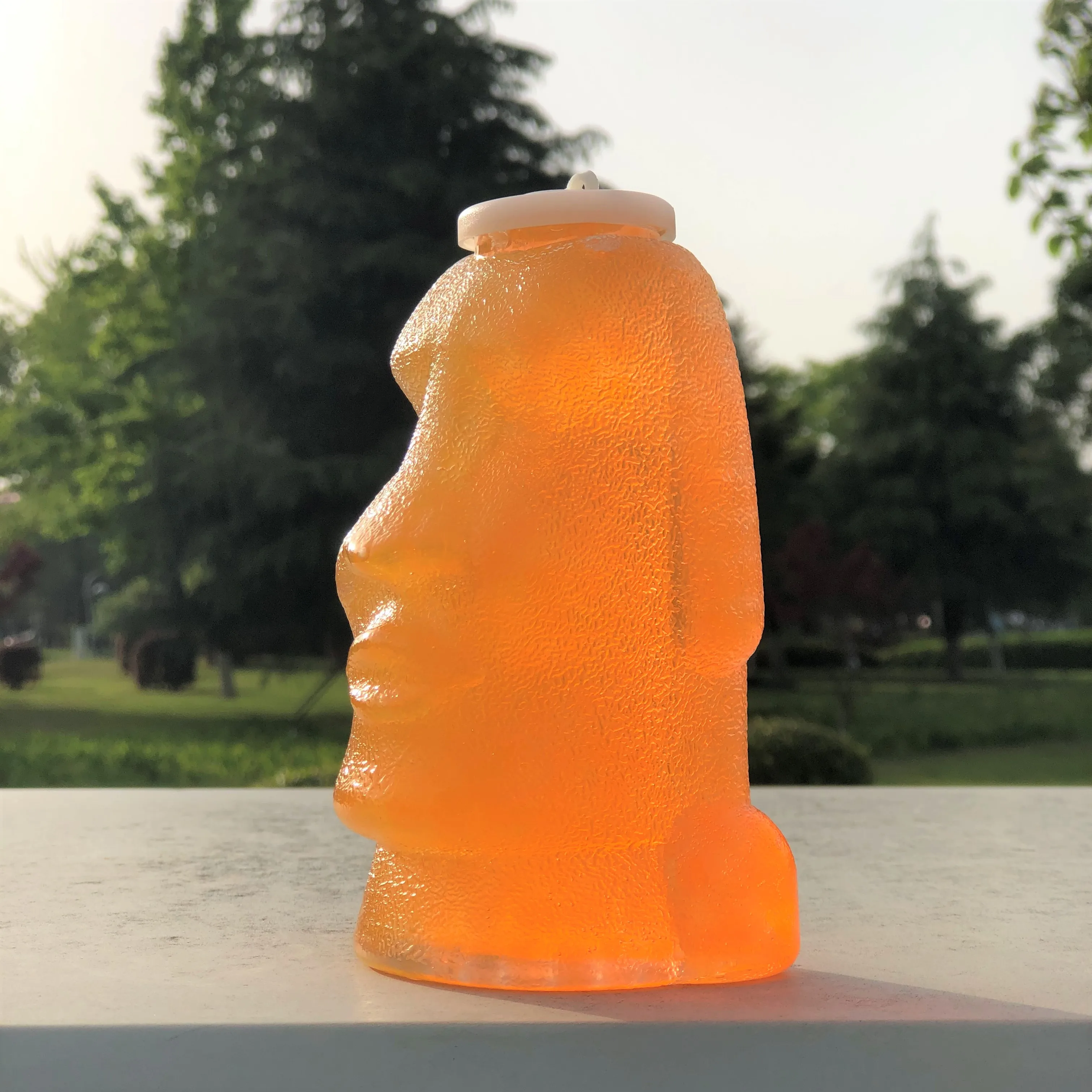 Wholesale 350ml New Design Easter Island  Moai Shape PP Plastic Drinking Bottle with Lid