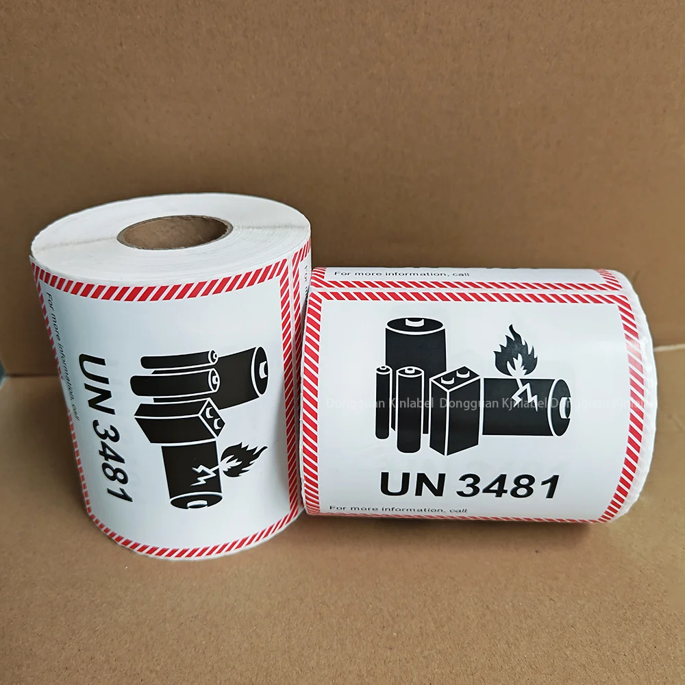 UN3481 Air Sea Transportation Battery Shipping Warning Sticker Labels UN3481 UN3480 Caution Label for Lithium Ion Battery