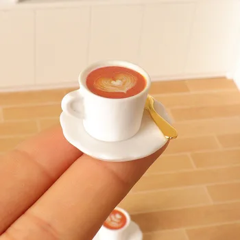 Super Süße Mini-Kaffeetasse Mit Löffel – Perfekte Puppenhaus-Deko Im Maßstab 1:12