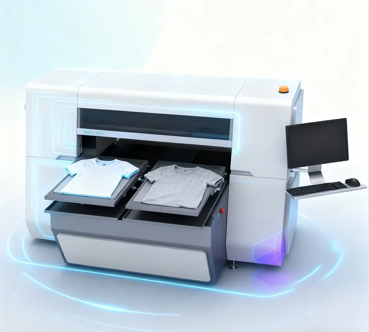 Double Station 3D Automatic Tshirt Printer with Adjustable Height Fast Printing Speed 450x550mm