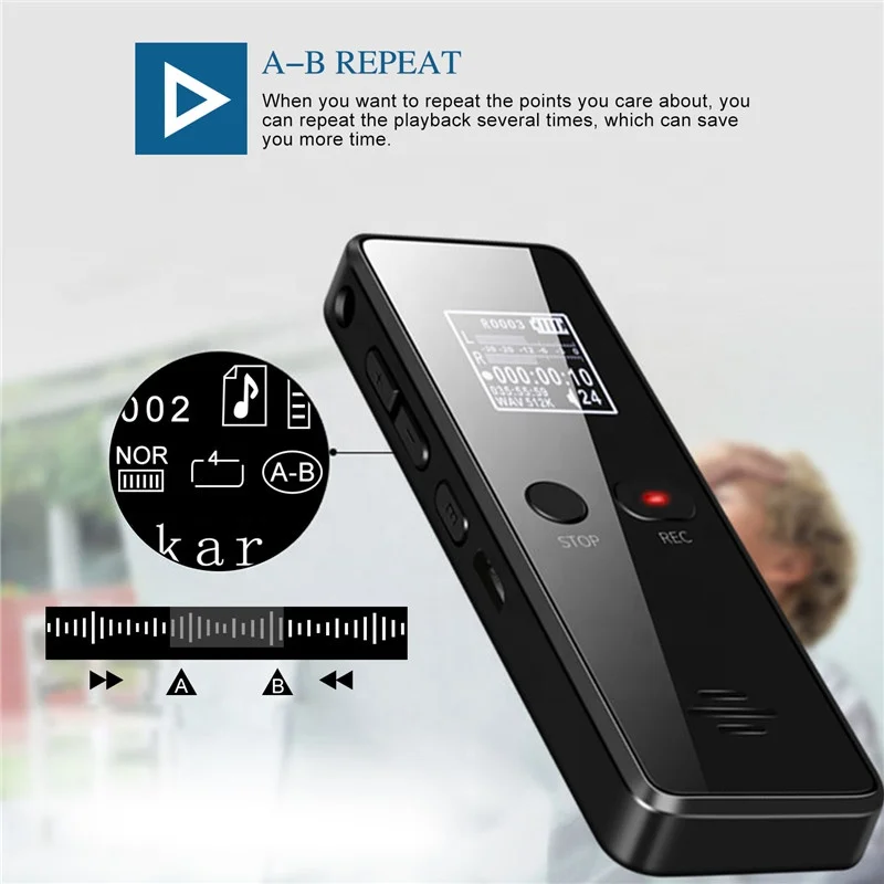 MECHEN 64GB Diktiergerät – Ein-Klick HD-Aufnahme 1536kbps, Mit Rauschunterdrückung, MP3-Player & Passwortschutz