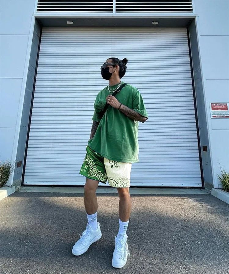 Custom high street style sport basketball printing shorts quick drying polyester  breathable bandana mesh shorts for395_voghion.com