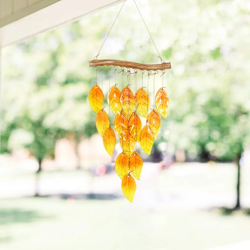 Glass Leaf Hanging Gifts for Friend Wind Chime