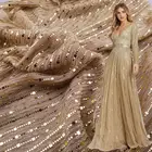 2021 sequin bead tulle polyester metallic shiny glitter knitted fabric crepe multi sequins fabrics for bride evening dress