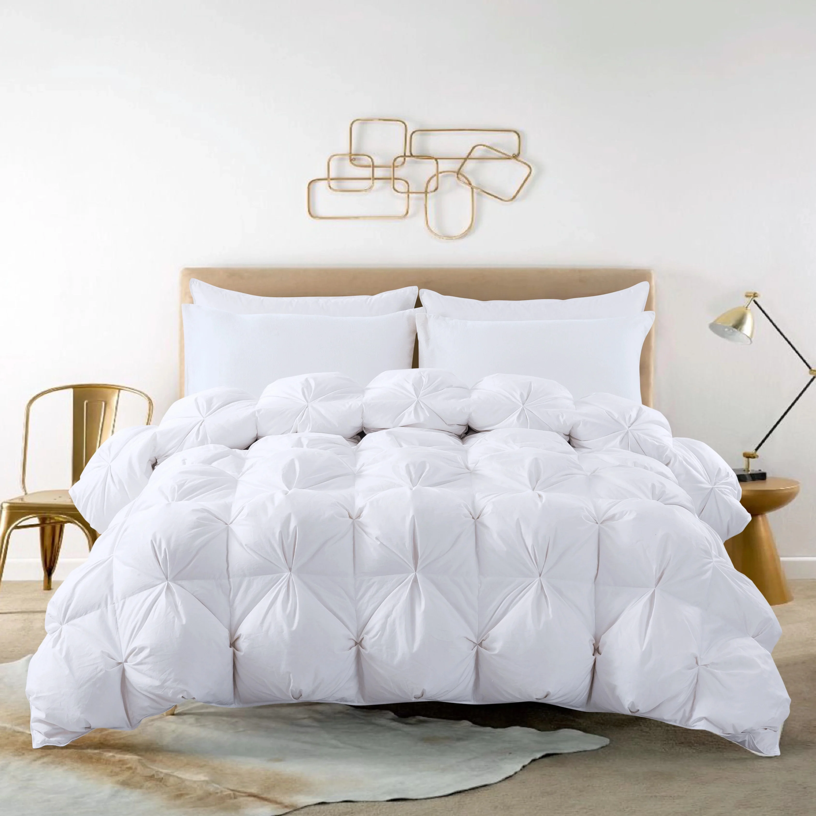 Custom OEKO RDS Silk/Pure Cotton Fabric Duck Goose Down Feather Super Soft Warm Twist Flower Luxury White Duvet