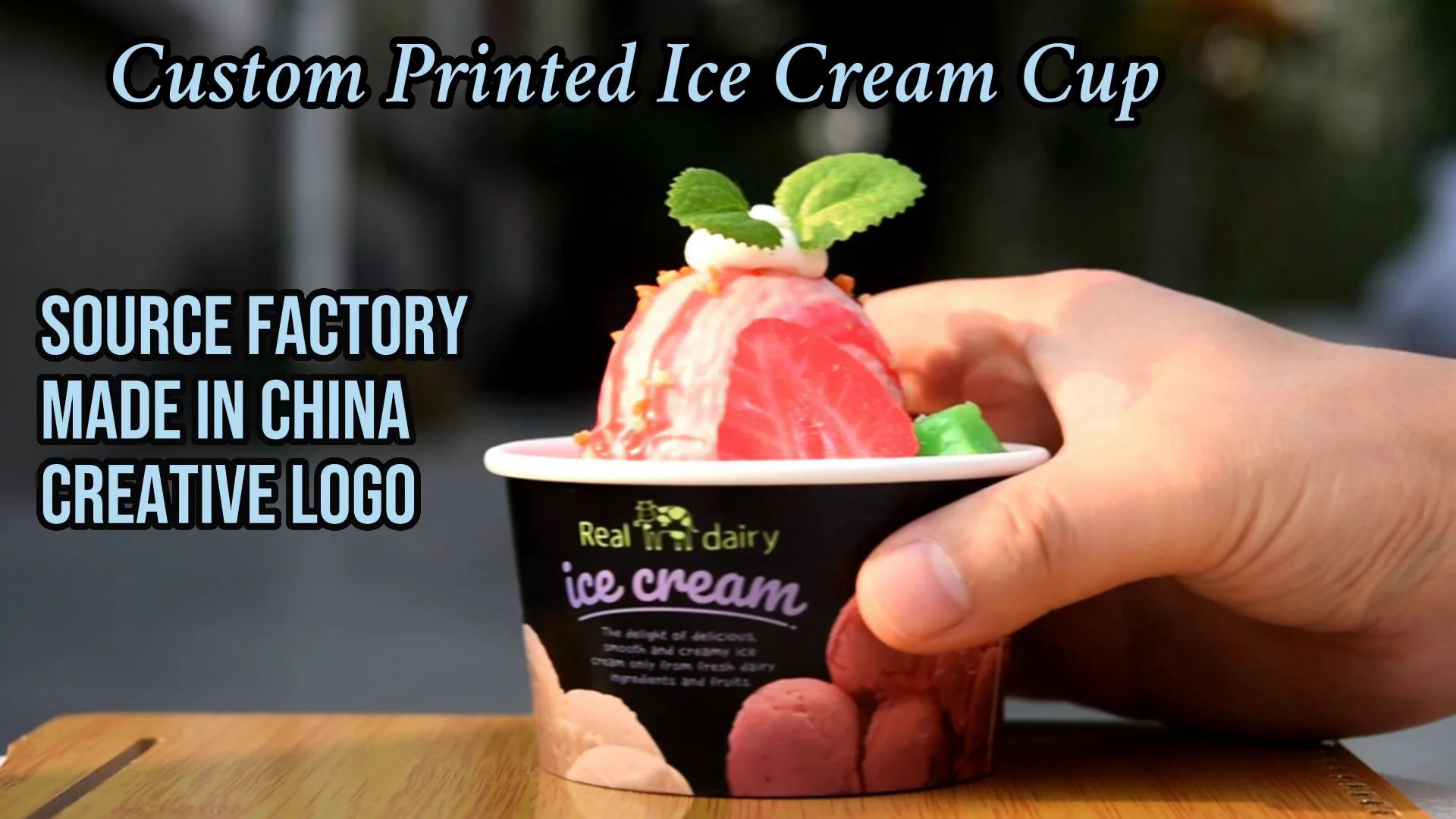 12/8 Oz Custom Bulk Printed Ice Cream Pots Takeaway Containers Gelato