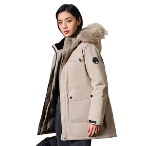 PELLIOT 90% White Goose Down Padding Water Repellent Outdoor Winter Warm Long Puffer Down Parka Jacket