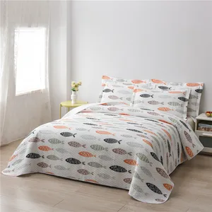 Home Textile 3 Pieces Bed Coverlets Quilt Sets Printed Home Bedspread Bedding Set