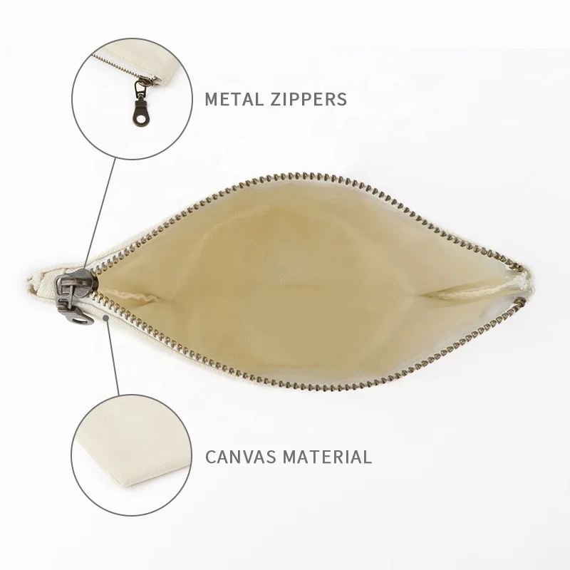 Muslin Cotton Canvas Bag Cosmetic Zipper Bag Canvas Zipper Tool Bag