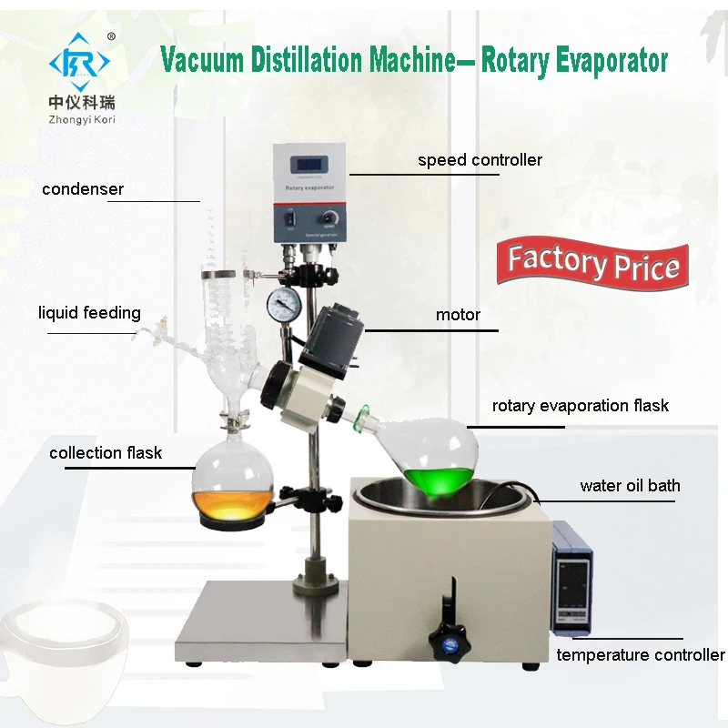 RE-201D Chemical 1l Rotovap Rotary Evaporator Vacuum Distillation Distiller evaporation device for laboratory