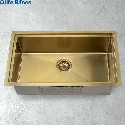 Olife Banos Black Gold Silver 750mm Single  Bowl Kitchen Sink Accessories 304 Stainless Steel Single Kitchen Sinks supplier