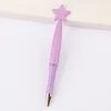 Bolígrafo tipo bala 1.0 - 21 perlas rosa púrpura con estrella de cinco puntas.