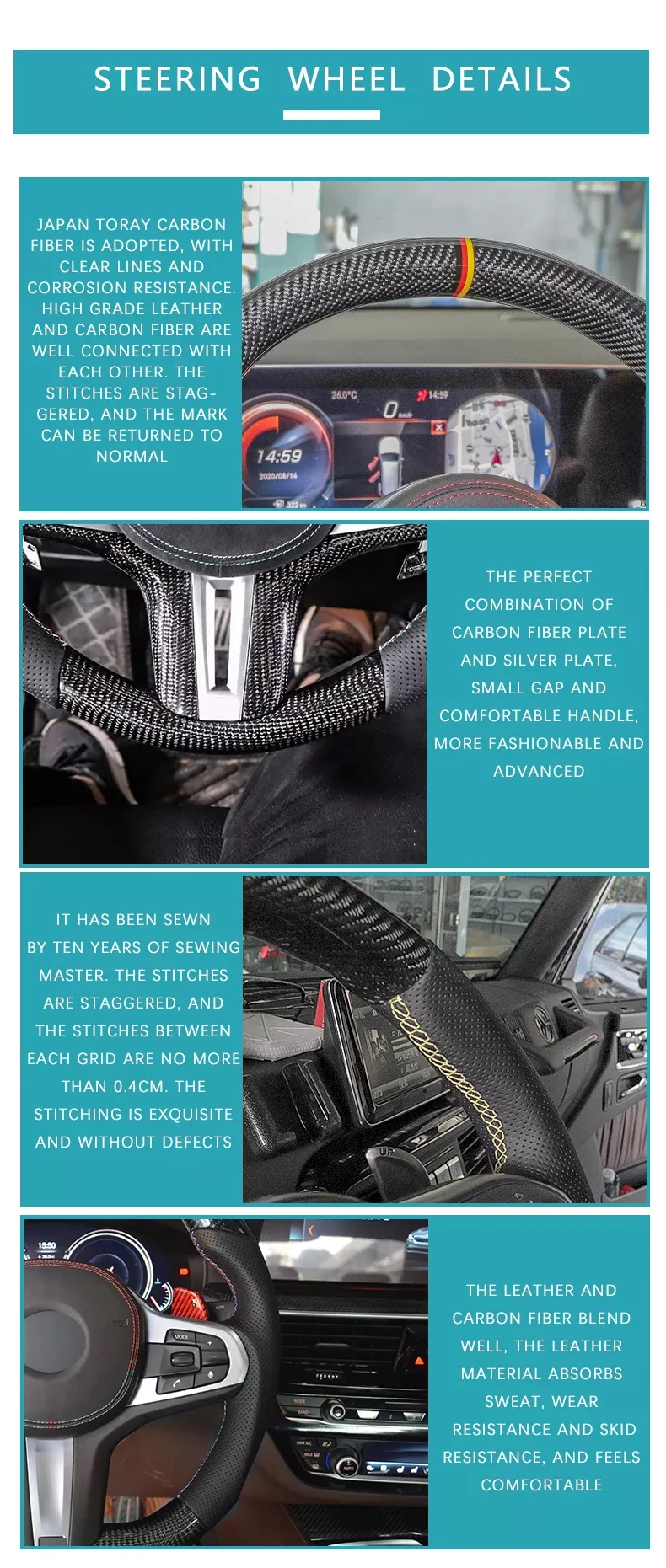 Custom Alcantara Carbon Fiber Steering Wheel Fit For Bmw G20 G29 Z4 G05 G01 G06 G38 G11 G12 Led