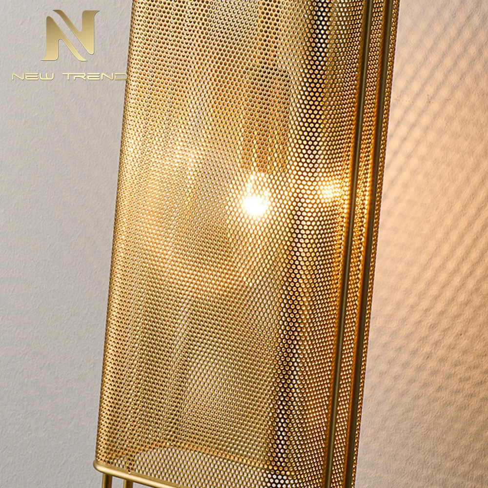 Applique murale CPL-478 de luxe en laiton brossé – Éclairage LED moderne cylindrique en treillis métallique pour chambre d’hôtel haut de gamme