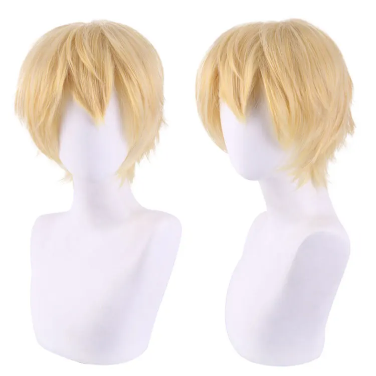 Chainsaw Man Denji Cosplay Wig 30cm Short Straight Yellow Hair Men Wigs