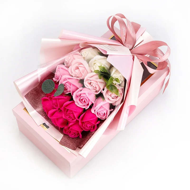 Valentines Day Flowers Romantic Gift Box Artificial Flower Bouquet Rose