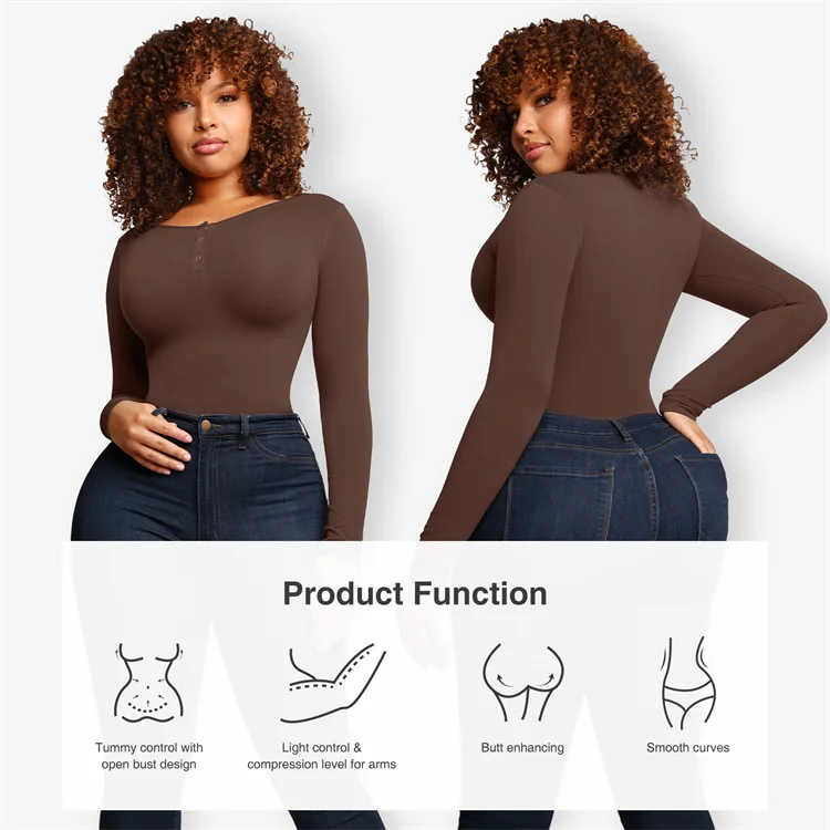 Custom Service Women Sexy Workout Bodysuit One Piece Long Sleeve