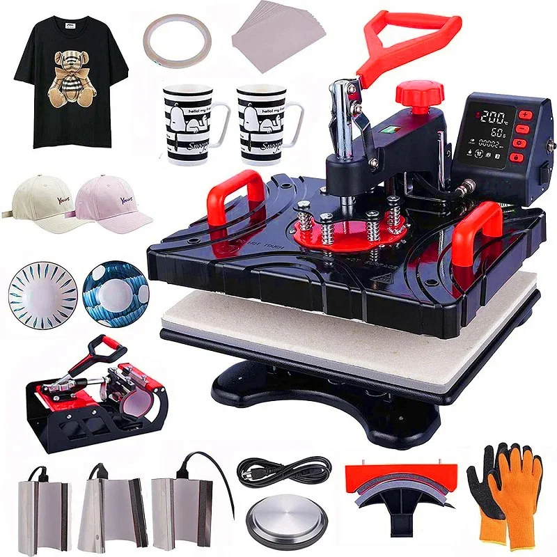 Freesub Easy to Operate t Shirt Printing Machine 5 in 1 Tshirt Heat Press Machine for T-shirt Mug