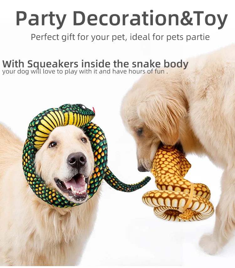 Halloween party neck collar dog dental chew toy ,Snake design custom squeaky plush toy dog