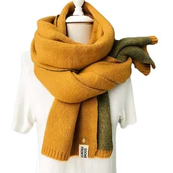 Женский однотонный кашемировый шарф, зимний плотный теплый мягкий пашминовый шарф розового и черного цветов, Женский вязаный шерстяной длинный шарф, 2019