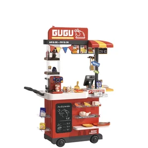 NEW 102cm Fast Food Truck Teppanyaki Fried Chicken Shop (color-changing Food, with Sound and Light Electric Water Function)72pcs