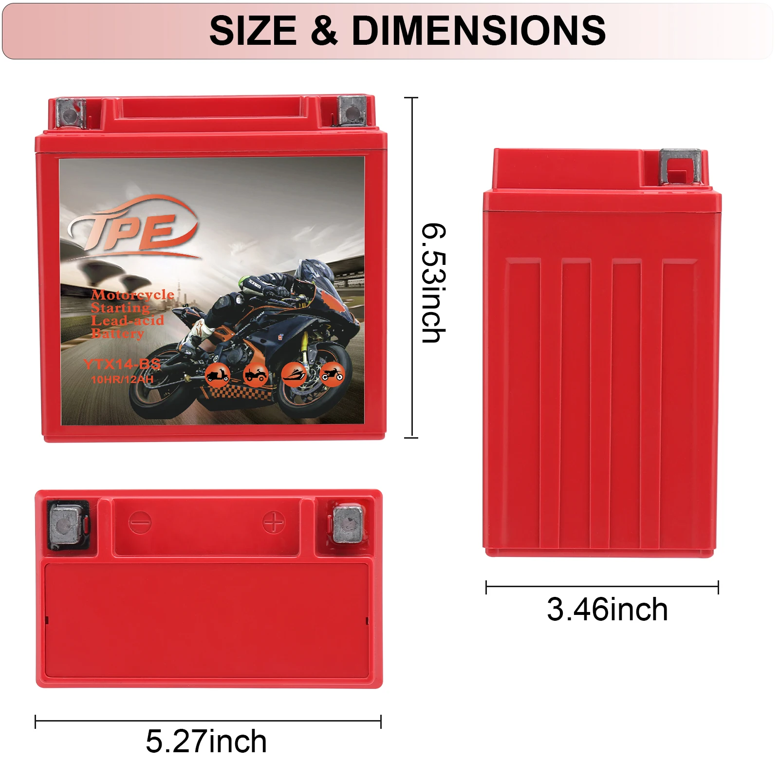 Started Battery YTX14-BS 12V Battery-AGM Battery+Maintainer for Motorcycle , Electric Bike , Scooters & Powersport Vehicles. details