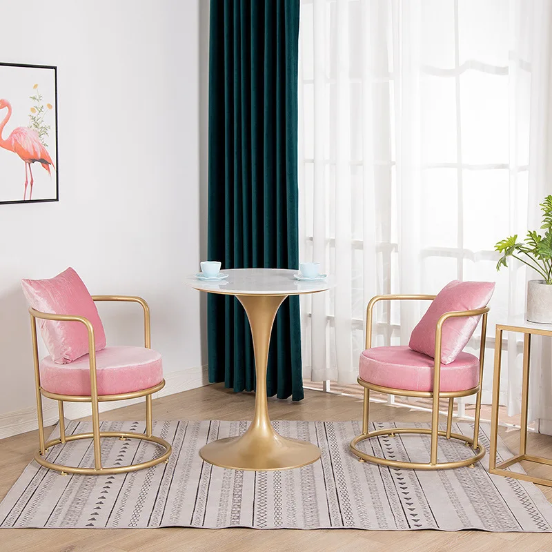 Modern furniture upholstered home velvet mid century metal pink accent chair